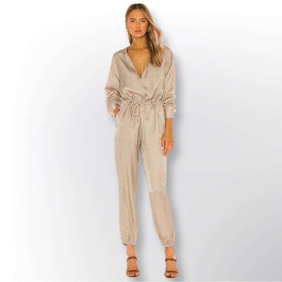 ATM New Micro Twill Jogger Jumpsuit In Willow Bark - Picture 1 of 6